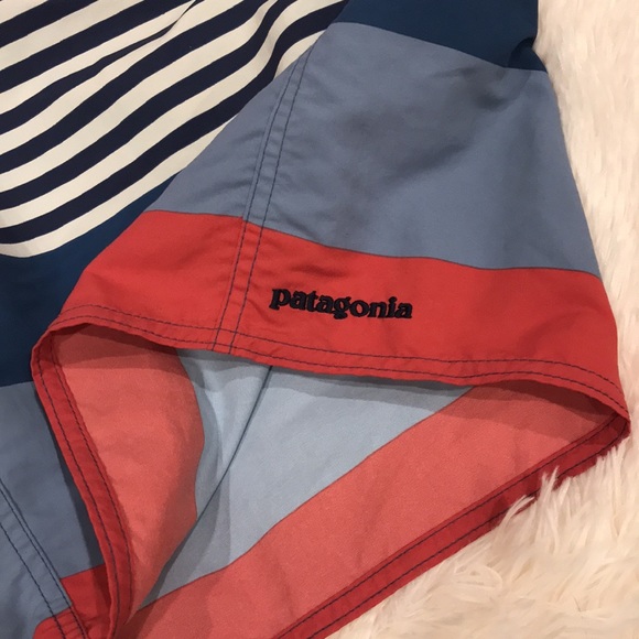 Patagonia Swim Mens Patagonia Striped Red White Blue Swim Trunks